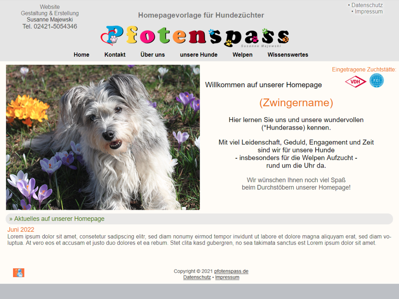 Homepagevorlage-Klassik-Hundezucht